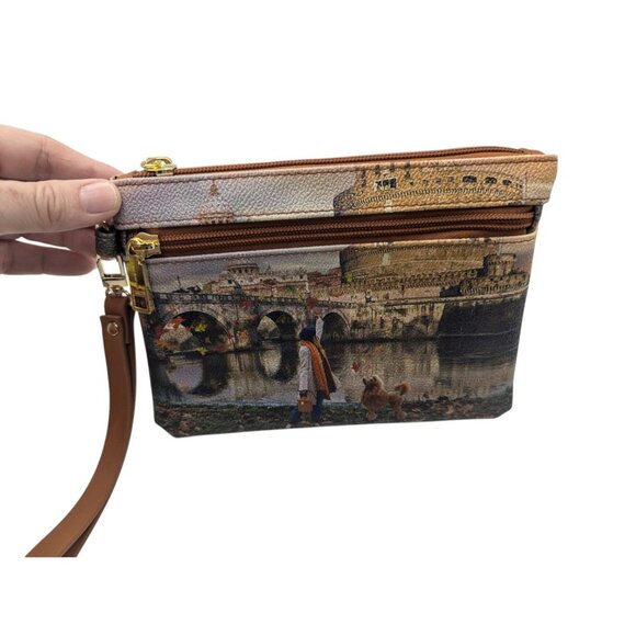 Y Not? Womens European Scenic Wristlet Wallet Print & Gold Zipper Accents - Picture 10 of 11